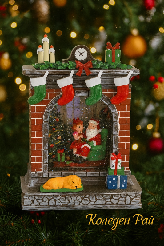 Коледна камина със снежен ефект, музика и LED светлина