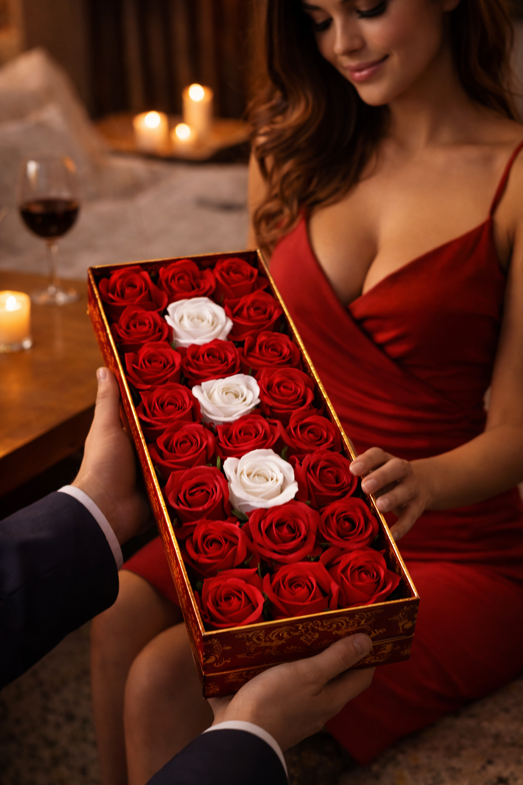 Луксозна подаръчна кутия с 21 сапунени рози