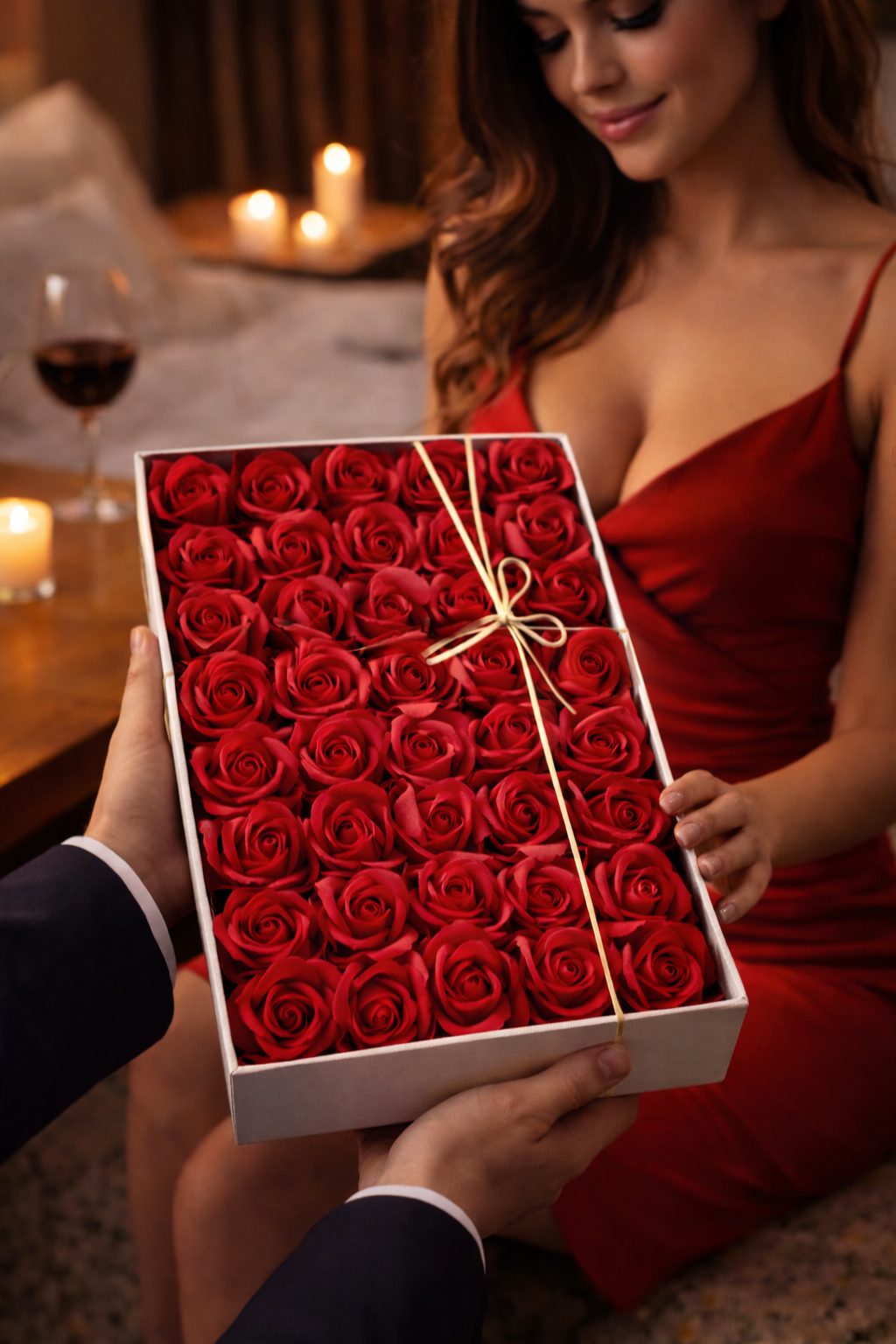 Луксозна кутия с 48 червени рози