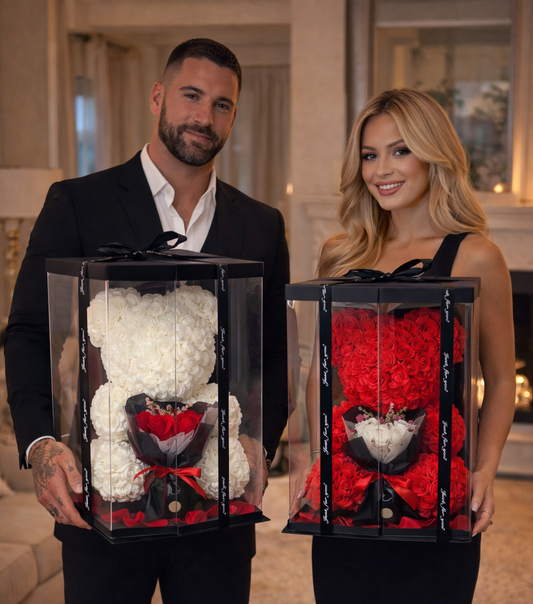 Подаръчен комплект „Вечна магия“  Бяло + Букет