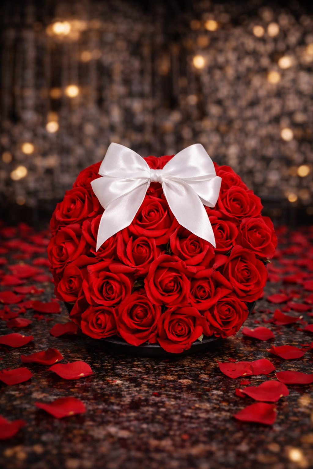 Луксозна кръгла кутия с 20 червени рози