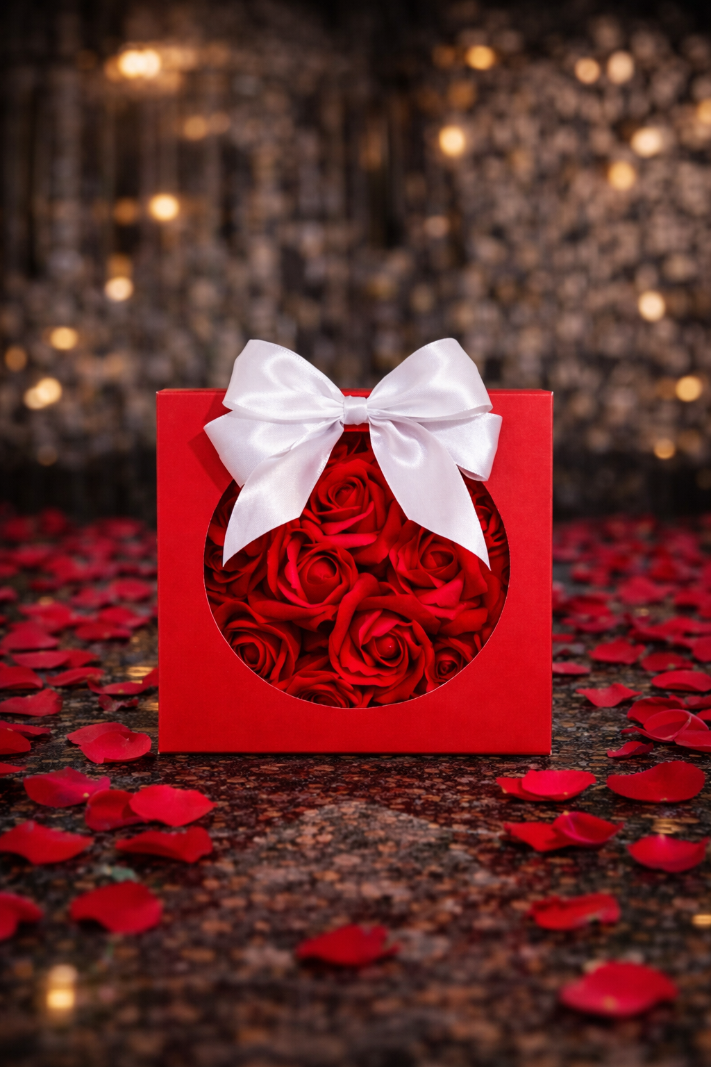 Луксозна подаръчна кутия с 16 червени сапунени рози