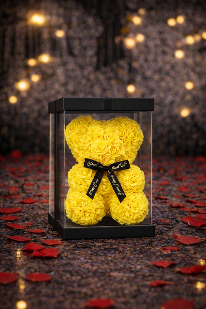 Луксозно жълто мече от вечни рози (18 см)