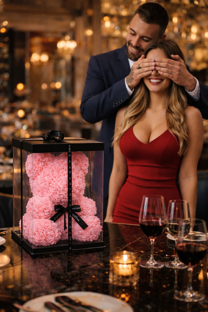 Премиум мече от вечни рози (40 см)