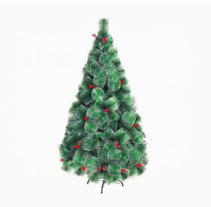 Зелена елха с дебел клон, плодчета и шишарки