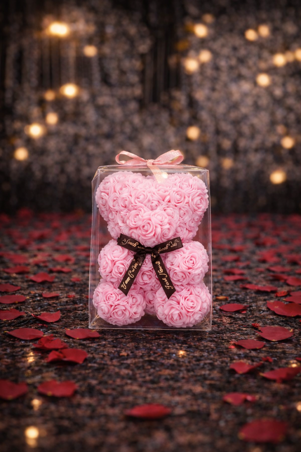 Луксозно розово мече от вечни рози (23 см)