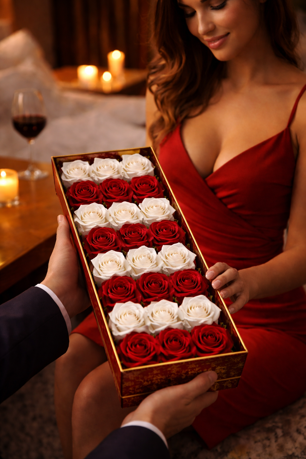 Луксозна подаръчна кутия с 21 сапунени рози