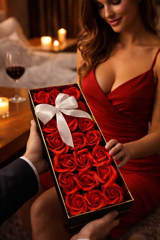 Луксозна подаръчна кутия с 21 сапунени рози