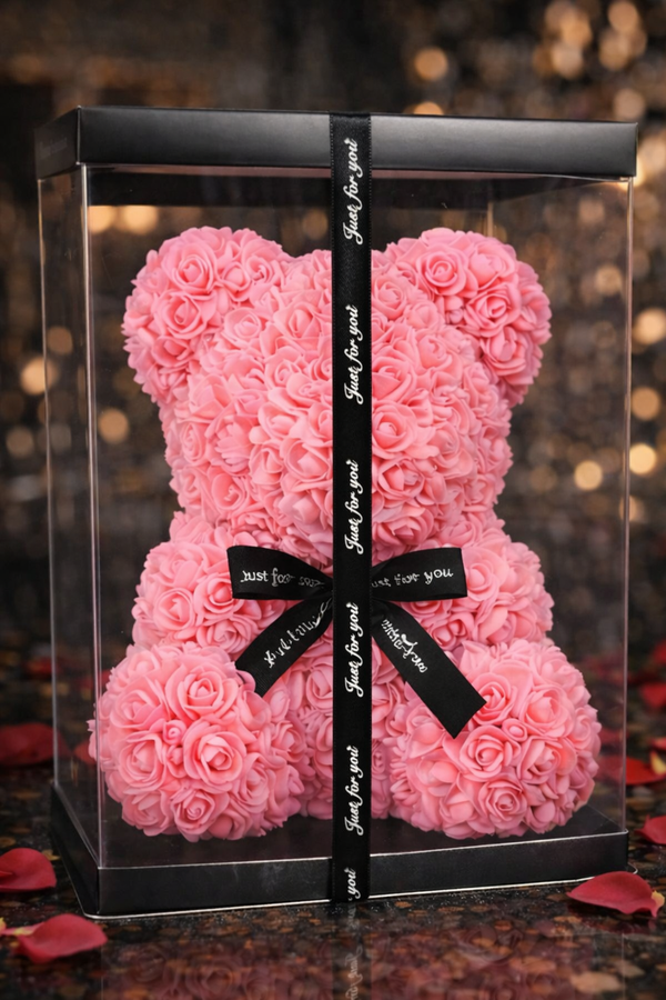 Премиум мече от вечни рози (40 см)