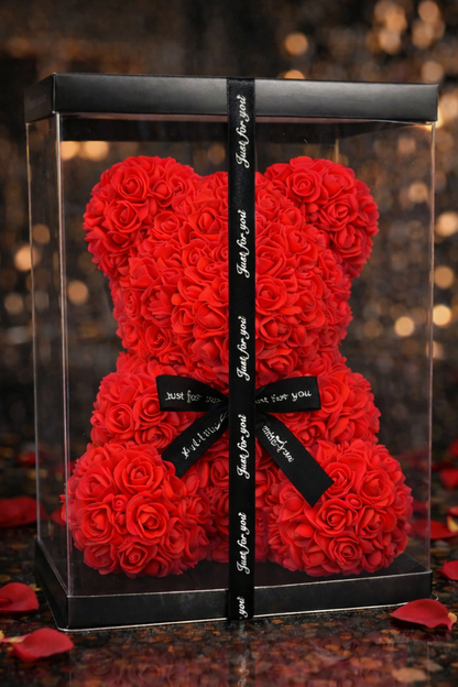 Луксозно червено мече от вечни рози (40 см)