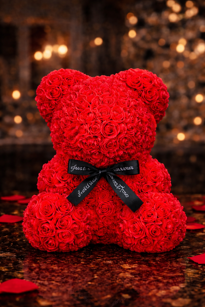 Луксозно червено мече от вечни рози (40 см)
