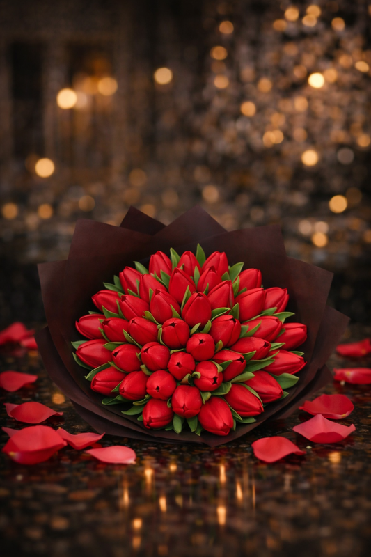 Букет от 32 изкуствени лалета